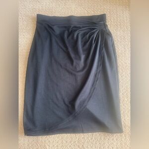 Black Asymmetrical Wrap Pencil Skirt